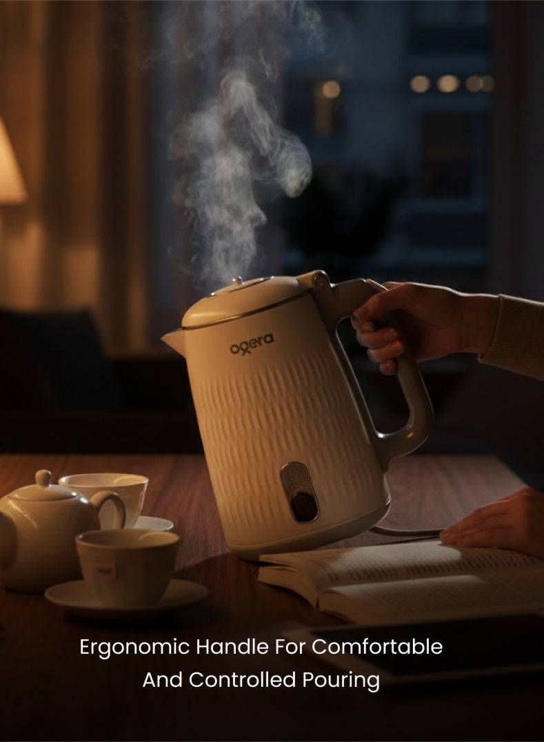 أوجيرا غلاية كهربائية | مقاومة للحرارة وآمنة | سعة 1.8 لتر | 1500 واط تسخين سريع | Ogera OG1513EK | تصميم أنيق فضي-أسود - Image 5